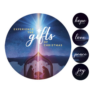 Experience the Gifts of Christmas Set Circle Handheld Signs