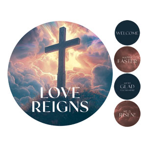 Love Reigns Cross Set Circle Handheld Signs