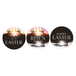 Risen Indeed Crowns Set Circle Handheld Signs