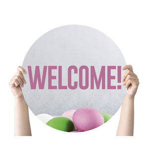 Egg Hunt Basket Welcome Circle Handheld Signs