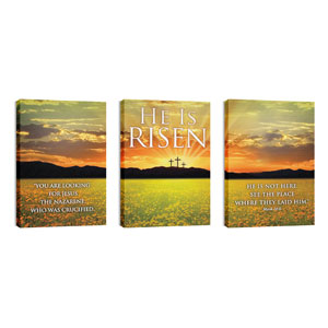 He is Risen Triptych  24in x 36in Canvas Prints