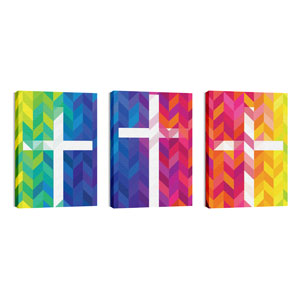 Bright Chevron Crosses 24in x 36in Canvas Prints