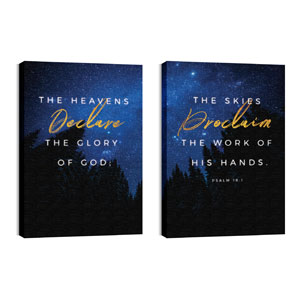 Night Sky Gold Script Psalm 19 24in x 36in Canvas Prints