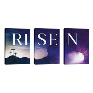 Risen Cross Tomb Triptych 24in x 36in Canvas Prints