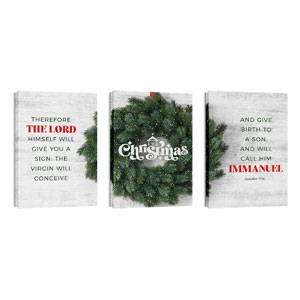 Christmas At Wreath Triptych 24in x 36in Canvas Prints