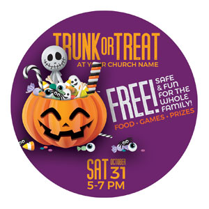 Purple Trunk or Treat Circle InviteCards 