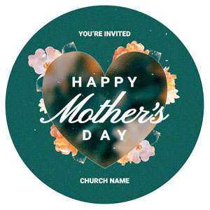 Mother's Day Floral Heart Circle InviteCards 