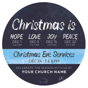 Blue Revival Christmas Is Circle InviteCards 