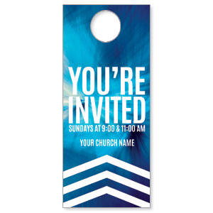 Chevron Welcome Blue DoorHangers