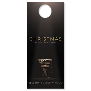 Gold Christmas Manger DoorHangers