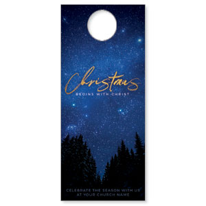 Night Sky Gold Script Christmas DoorHangers