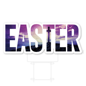 Easter Sky Cross Die Cut Yard Sign