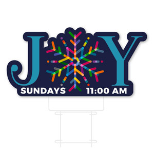 Joy Snowflake 11AM Die Cut Yard Sign