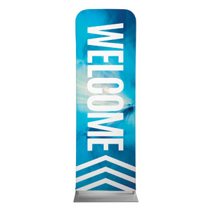 Chevron Welcome Blue 2' x 6' Sleeve Banner