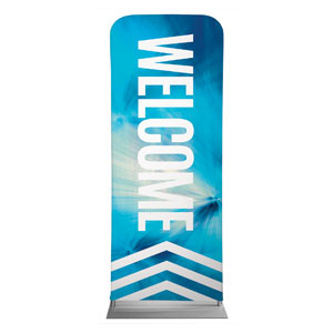 Chevron Welcome Blue 2'7" x 6'7" Sleeve Banners