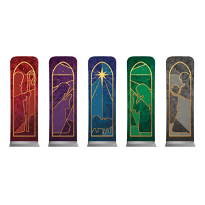 Jewel Tone Nativity Set 2' x 6' Sleeve Banner