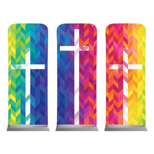 Bright Chevron Crosses 2'7" x 6'7" Sleeve Banners