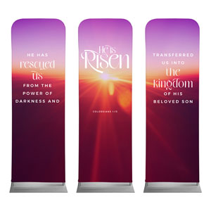 He Is Risen Light Triptych 2' x 6' Sleeve Banner