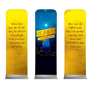 Rejoice Savior Triptych 2' x 6' Sleeve Banner