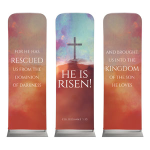 Watercolor Cross Triptych 2' x 6' Sleeve Banner