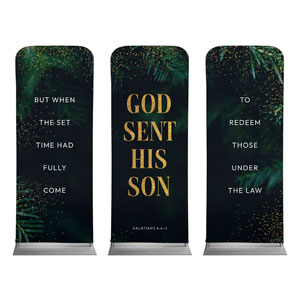 Green Pine Christmas Triptych 2'7" x 6'7" Sleeve Banners