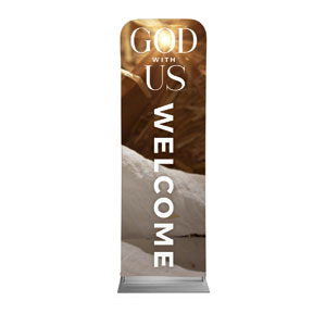 God With Us Manger Gold 2' x 6' Sleeve Banner