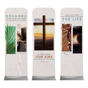 Easter Season Images Triptych 2' x 6' Sleeve Banner