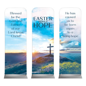 Sunrise Easter Brings Hope Triptych 2' x 6' Sleeve Banner