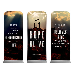 Hope Is Alive Crosses Triptych 2'7" x 6'7" Sleeve Banners