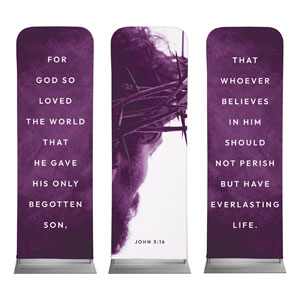 No Greater Love Crown Triptych 2' x 6' Sleeve Banner