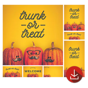 Mustache Trunk or Treat Church Graphic Bundles