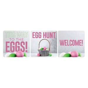 Egg Hunt Basket Set Square Handheld Signs