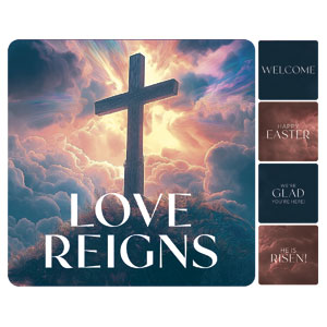 Love Reigns Cross Set Square Handheld Signs