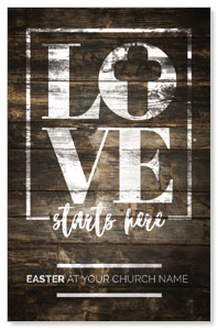 Love Starts Here Wood Medium InviteCards