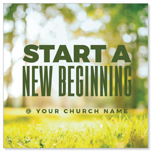 Start New Beginning Green 3.75" x 3.75" Square InviteCards