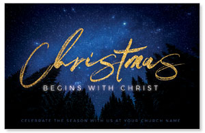 Night Sky Gold Script Christmas Medium InviteCards