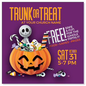 Purple Trunk or Treat 3.75" x 3.75" Square InviteCards