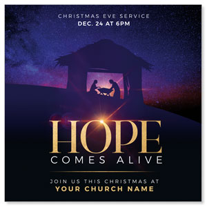 Hope Comes Alive Manger 3.75" x 3.75" Square InviteCards