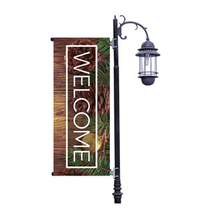 Wooden Slats Winter Light Pole Banners