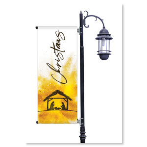 Gold Powder Creche Light Pole Banners