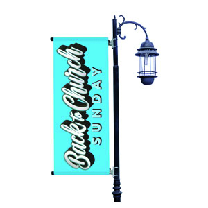 Back to Church Sunday Celebration Blue Light Pole Banners