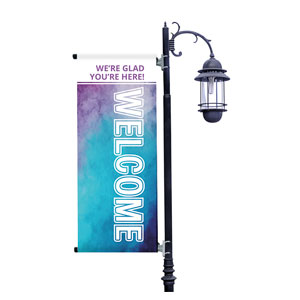 Blue Stucco Light Pole Banners