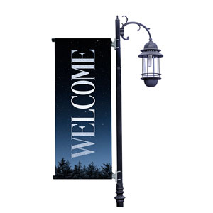 Christmas At Night Sky Light Pole Banners