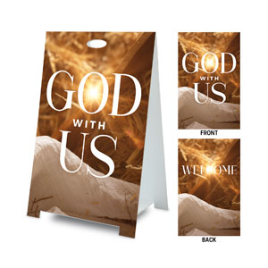 God With Us Manger Gold Coroplast A-Frame