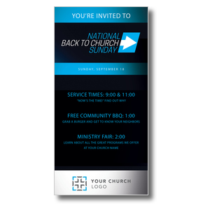 Back to Church Sunday Arrow  11" x 5.5" Oversized Postcards