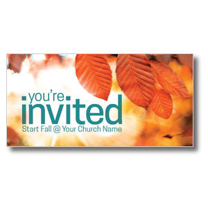 Orange Leaves Invited 11" x 5.5" Oversized Postcards