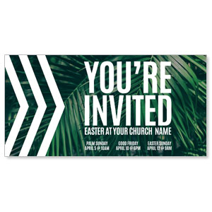 Chevron Palm Invited 11" x 5.5" Oversized Postcards