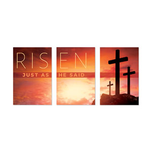 Risen Crosses Triptych 23" x 34.5" Rigid Wall Art