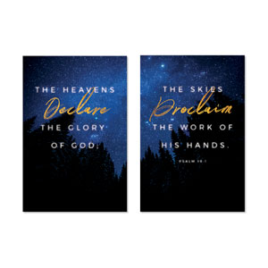 Night Sky Gold Script Psalm 19 23" x 34.5" Rigid Wall Art