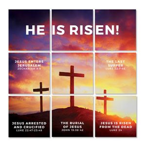 Mod Risen Sunrise Crosses Set 23" x 23" Rigid Wall Art